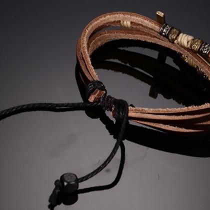 Genuine Real Leather Cross Bracelets &..