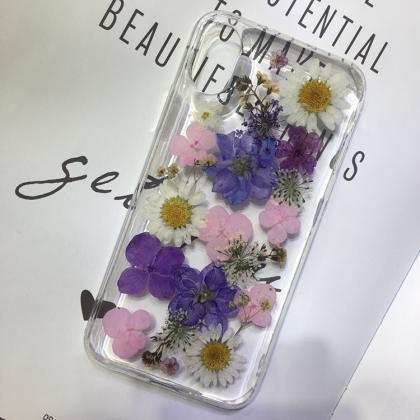 Handmade Dried Real Flower Case Clear Pressed Soft..