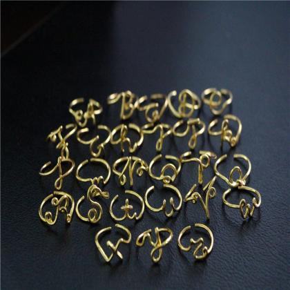 Gold Silver A-z 26 Letters Initial Name Rings For..