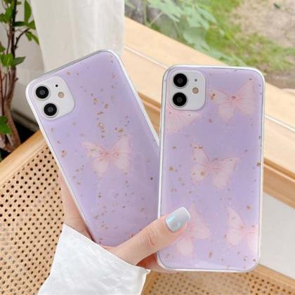 Purple Butterfly Silicone Phone Cas..