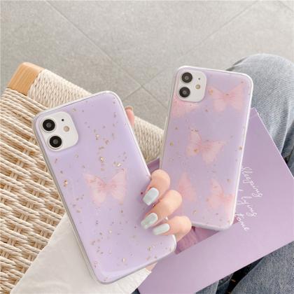 Purple Butterfly Silicone Phone Cas..
