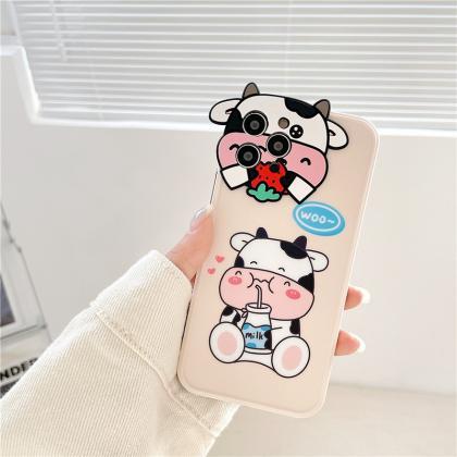 Cow Lens Protection Phone Case Soft Imd Back Cover