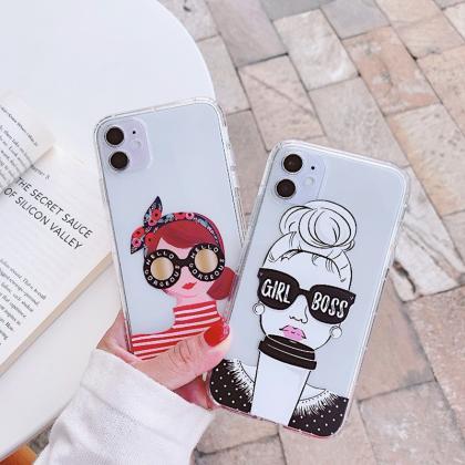 Fashion Girl Soft Silicone Phone Case For Iphone..
