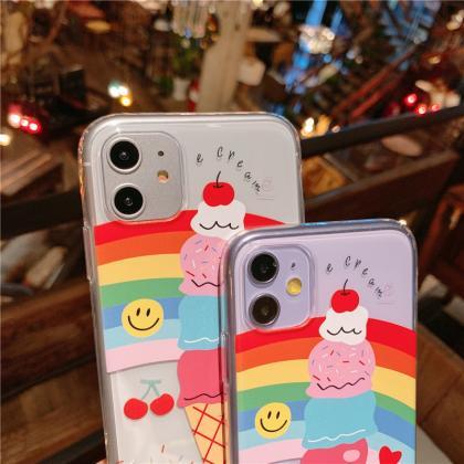 Rainbow Ice Cream Silicone Phone Case For Iphone..