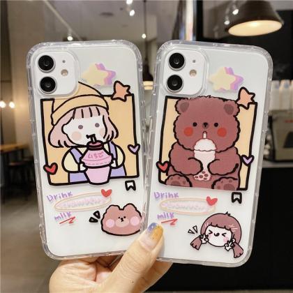 Cute Fashion Girl /bear Soft Silicone Phone Case..