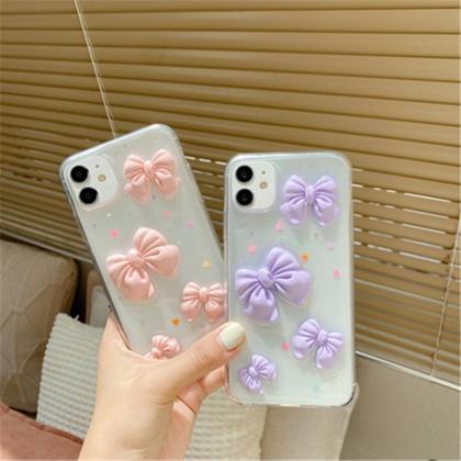 Cute Bow Silicone Phone Case For Iphone 11 12 13..