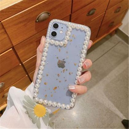 Luxury White Pearl Silicone Clear Phone Case For..