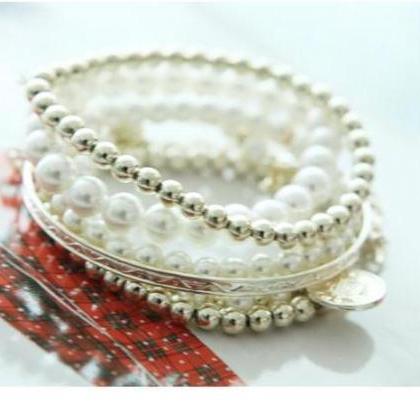 Fashion Multilayer Pearl Beaded Bracelet Eiffel..