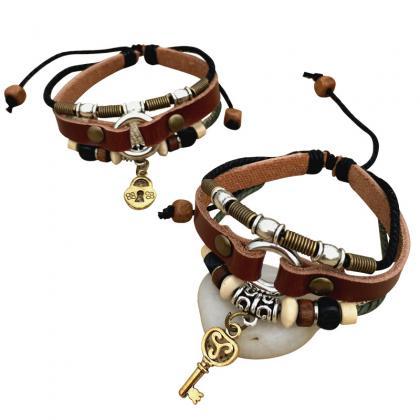 Key Lock Couple Bracelets
