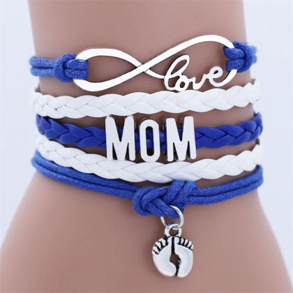 Cute Infinity Love Mom Double Foot Chain Bracelet