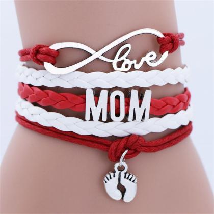 Cute Infinity Love Mom Double Foot Chain Bracelet