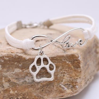 Infinity Love Puppy Paw Charm Bracelet