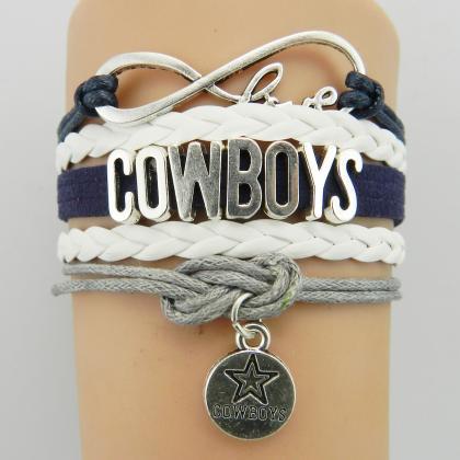 Handmade Leather Bracelet Cowboys Infinity Love..