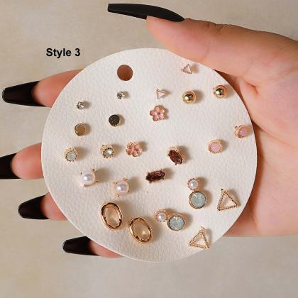 12 Pairs Fashion Stud Earrings Jewelry Gift