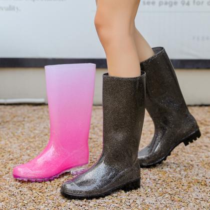 Lady Girls Knee High Waterproof Rain Boots