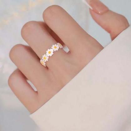 Daisy Flower Ring Open Ring