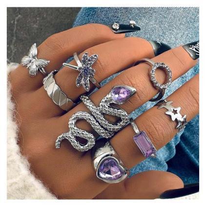 8pcs Gold/silver Knuckle Ring Set For Women
