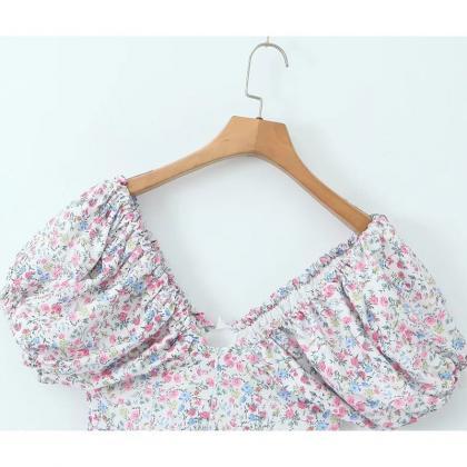 Women's Floral Puff Sleeve Mini Dress main image 0
