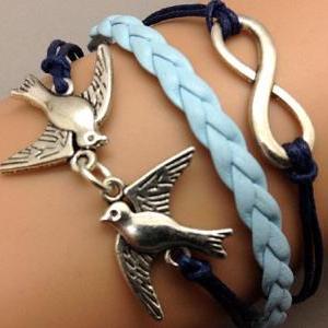 Infinity & Love bird Bracelet Charm..