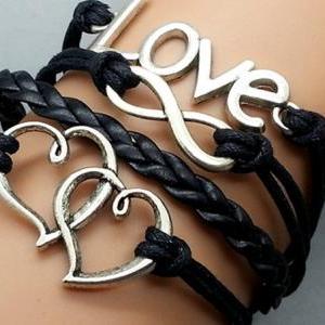 Infinity & Love Bracelet Heart Char..