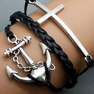 Cross & Anchor Bracelet Charm Brace..