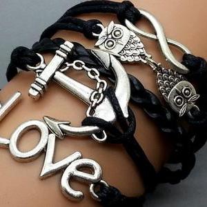 Infinity, Love,owls & Anchor Bracel..
