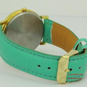 Mint Leather Watch-Fashion Geneva P..