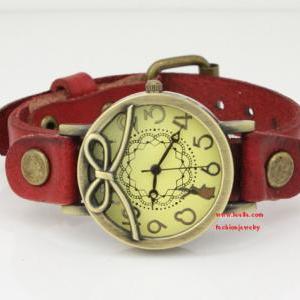 Leather Women Watch -red Leather Wrist Watch..
