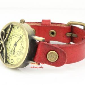 Leather Women Watch -red Leather Wrist Watch..
