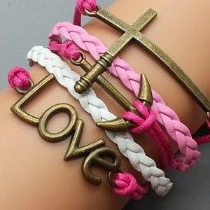 Cross Love & Anchor Bracelet Charm ..
