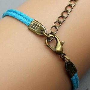 2pcs Love Bracelet Blue Wax Cord Br..
