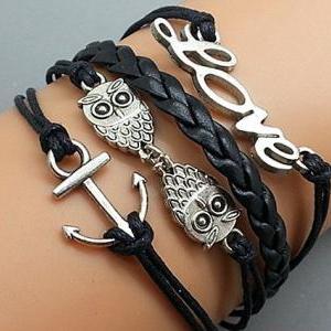 Anchor Owls & Love Bracelet Silver ..