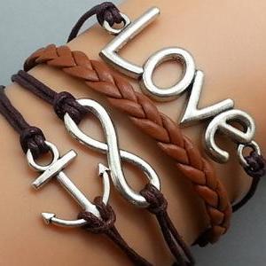 Cross Anchor & Love Bracelet Silver..