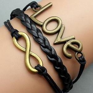 Infinity And Love Bracelet Black Wa..