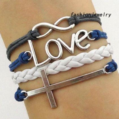 Silver infinity Bracelet Love Brace..