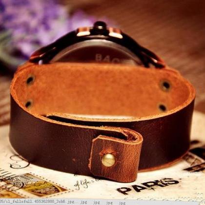 Vintage Style Mens Leather Wristwat..