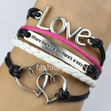 Love Bracelet,double Hearts Bracelet,motto ( Where..