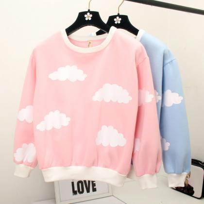 Winter Clouds Fleece Sweater Pink/blue