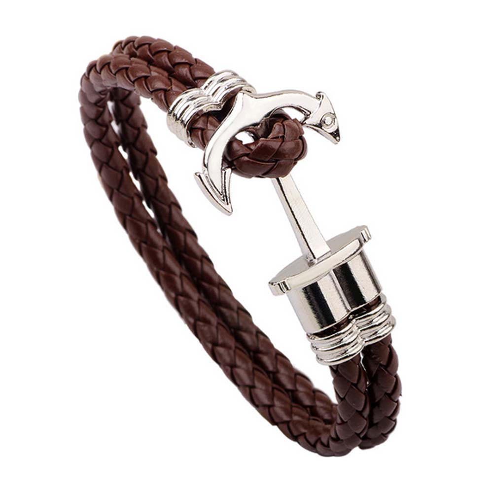 New Fashion Charm Leather Anchor Bracelets For Men Leather Bracelets Hooks Bracelets