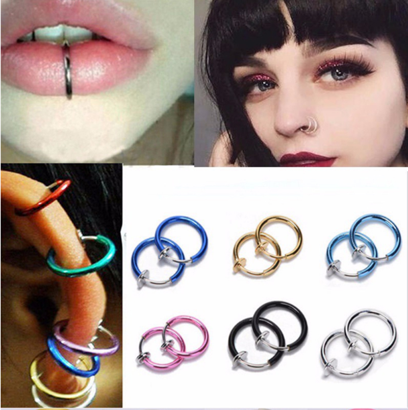 2pcs lot Fashion Jewelry Unisex Fake Nose Ring Goth Punk Lip Ear Nose Clip Piercing Nose Ring Hoop L on Luulla