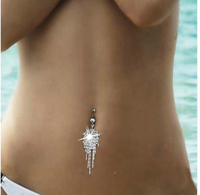 Sexy Titanium Steel Navel Piercing Body Jewelry Belly Claw Chain Tassel Jewelry For Women