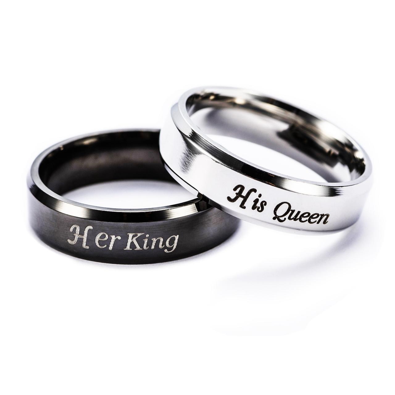 Fashion Stainless Steel Her King His Queen Couple Jewelry Anniversary Valentine's Day Gifts