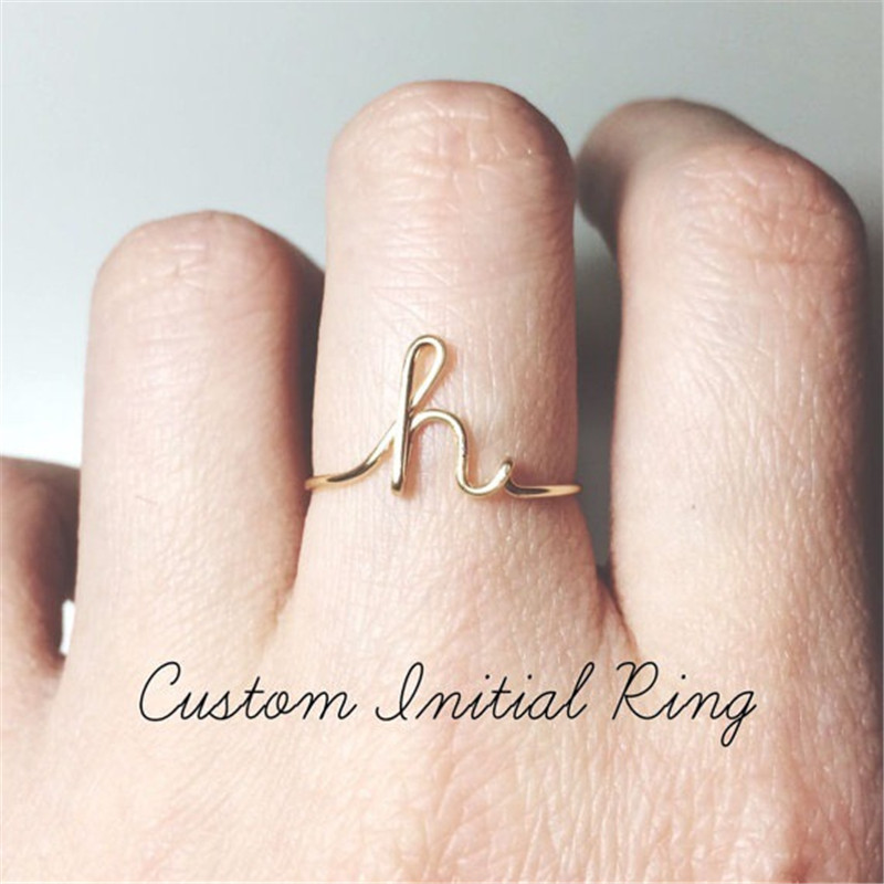 Gold Silver A-z 26 Letters Initial Name Rings For Women Men