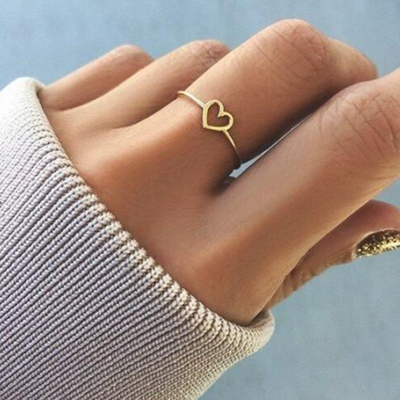 Fashion Silver / Rose Gold Heart Shaped Ring For Women Girls