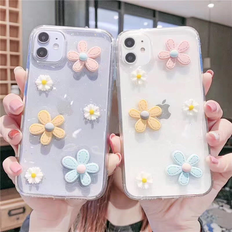 Beautiful Daisy Case For iPhone 12 11 Pro Max X XR XS Max 12 Mini 7 8 Plus SE 2020 Clear phone cover for iPhone 6 6S Plus