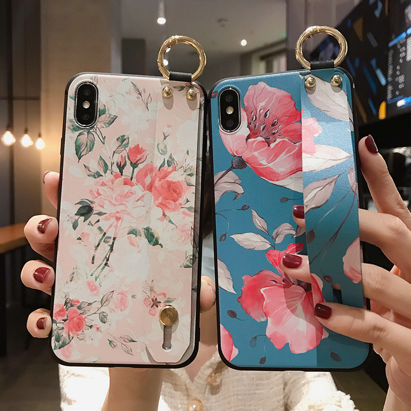 Flower Hand Band Stand Silicone Phone Case on Luulla