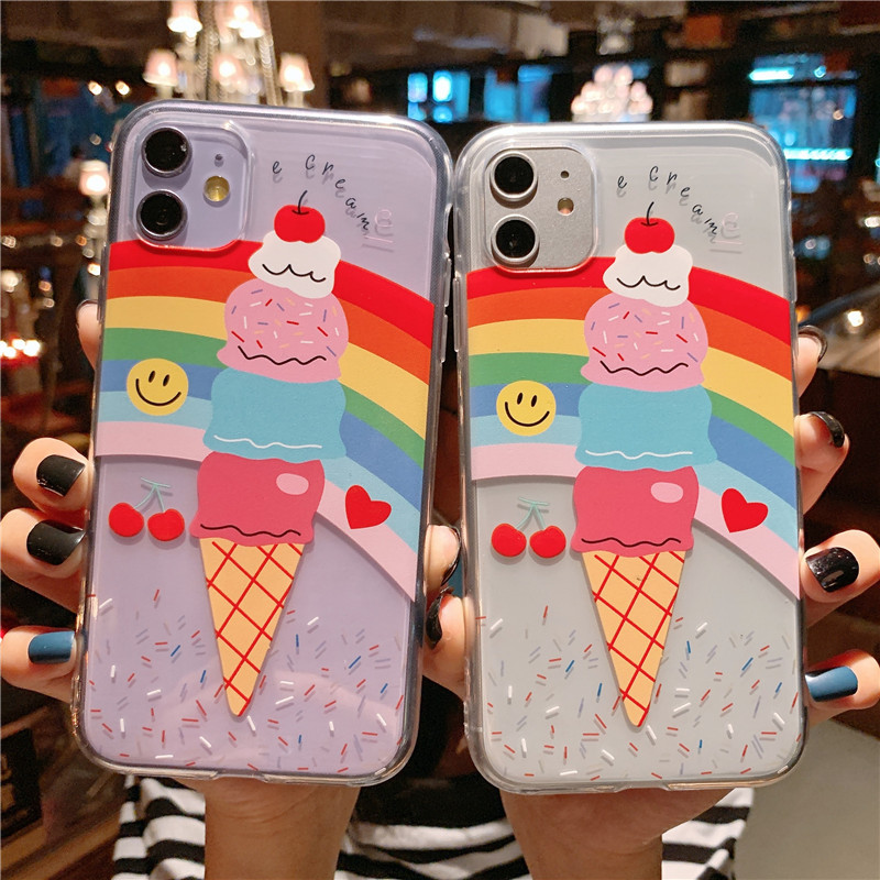 Rainbow Ice Cream Silicone Phone Case For Iphone 14 13 12 11 Pro Max Xr X Xs Max