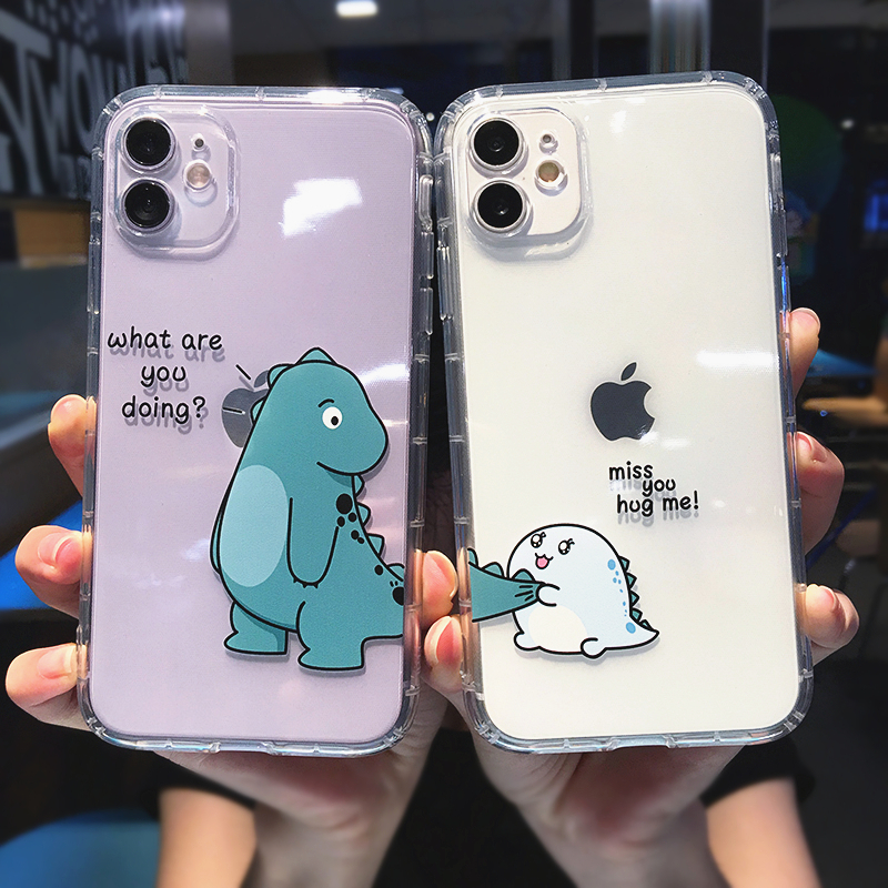 Dinosaur Couple Case Clear Soft Phone Case For Iphone 14 Pro Max 13 12 11 X Xs