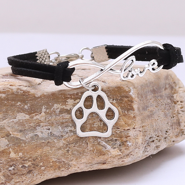 Infinity Love Puppy Paw Charm Bracelet