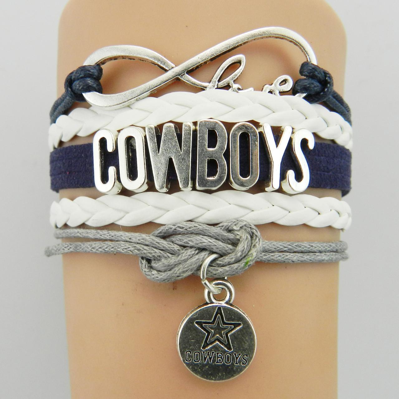 Handmade Leather Bracelet Cowboys Infinity Love Charm Bracelet